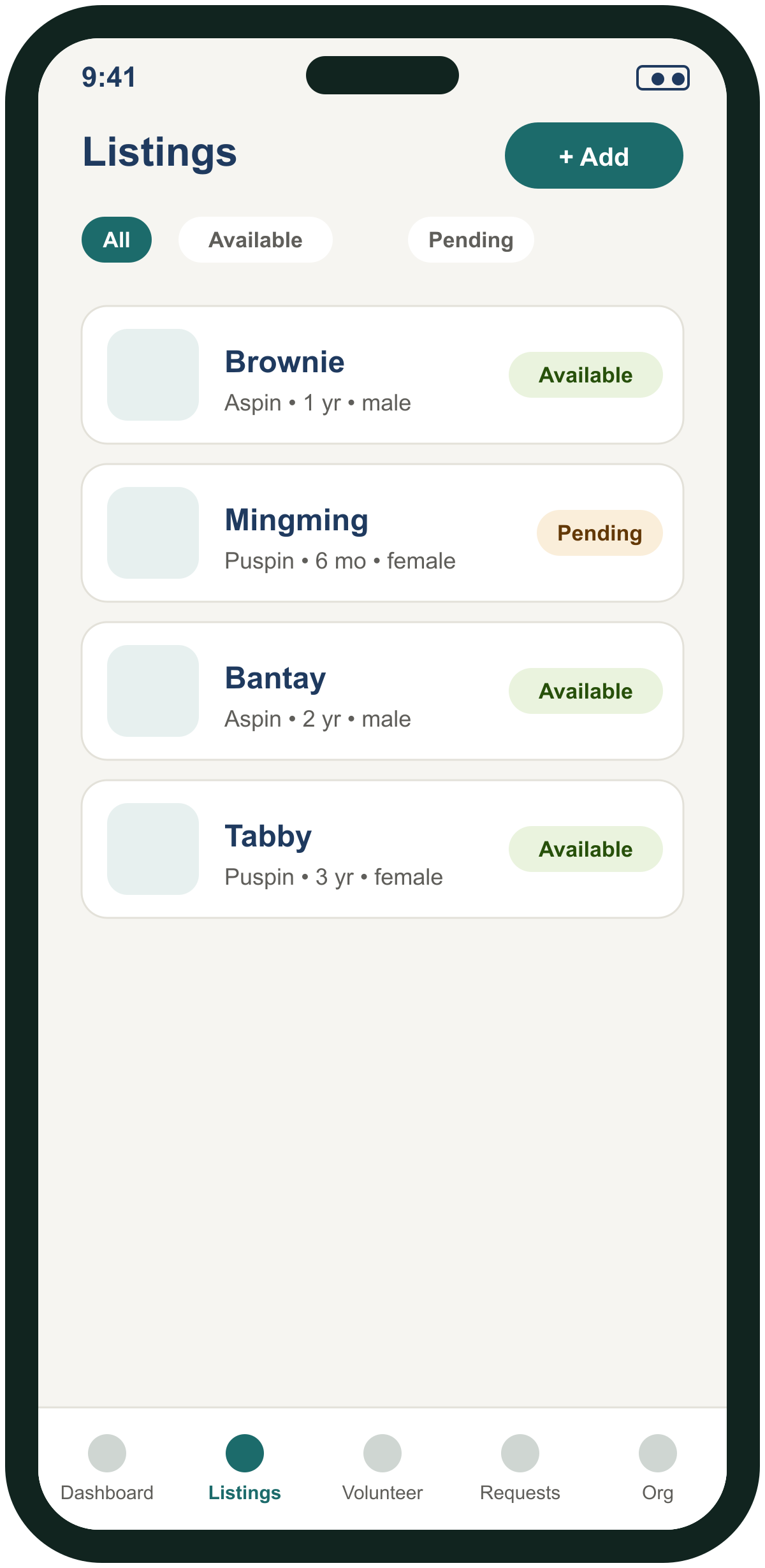 Kupkop PH shelter adoption listings mockup