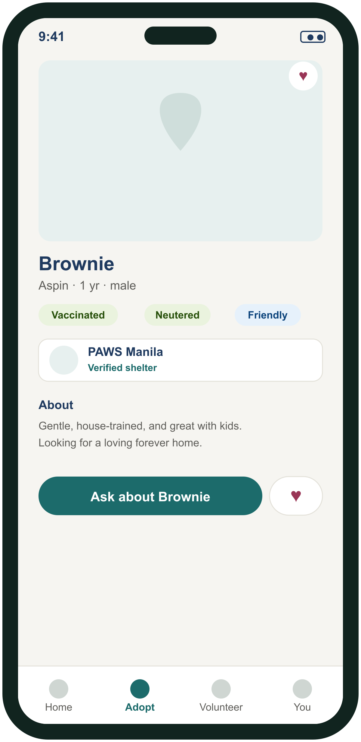 Kupkop PH pet profile screen mockup