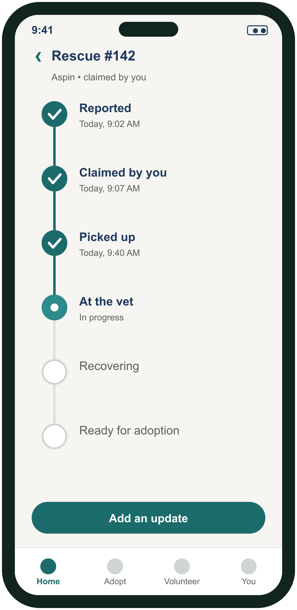 Kupkop PH rescue status tracker mockup